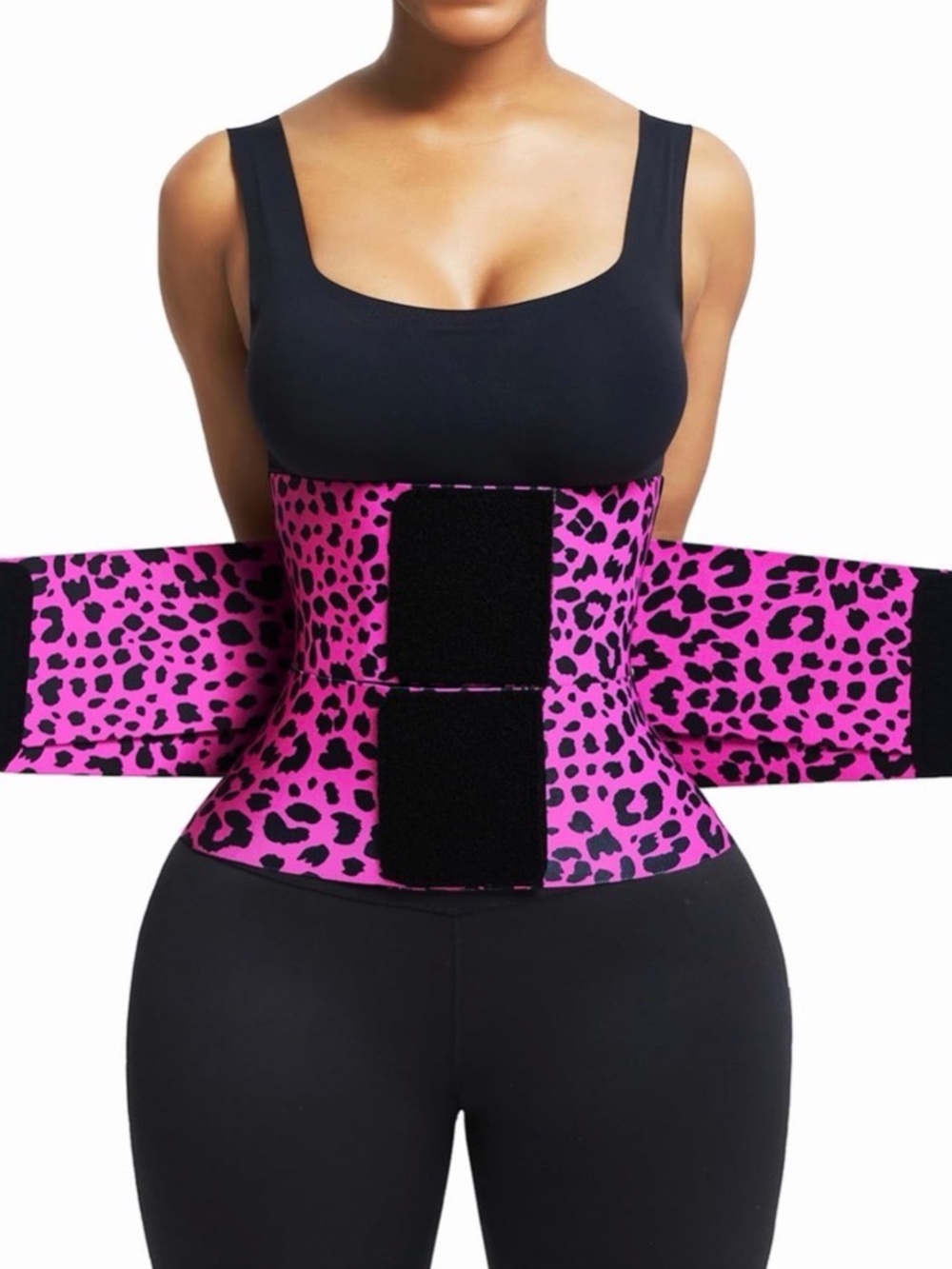 Women’s Pink Leopard Waist Trainer with Adjustable Closure